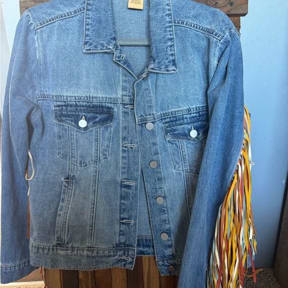 Denim Jacket with Fringe Detail - Picture 1 of 5